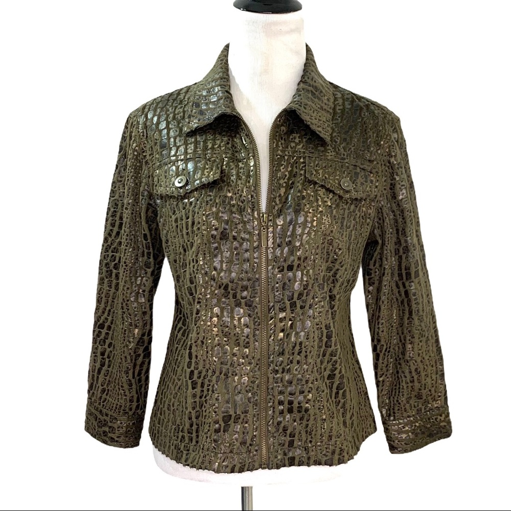 Ruby Rd. Reptile Print Light 3/4 Sleeve Jacket